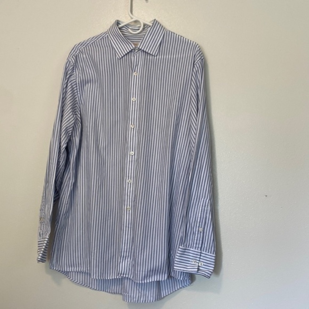 MICHAEL Kors  blue striped full button down  regular fit long sleeve shirt